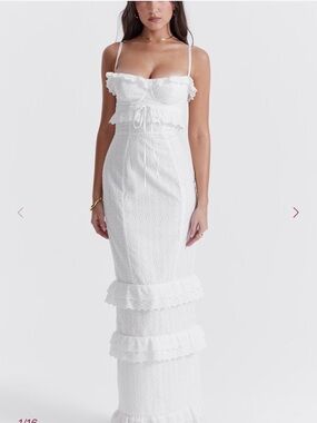 House of CB White Eyelet Ruffle Maxi Dress